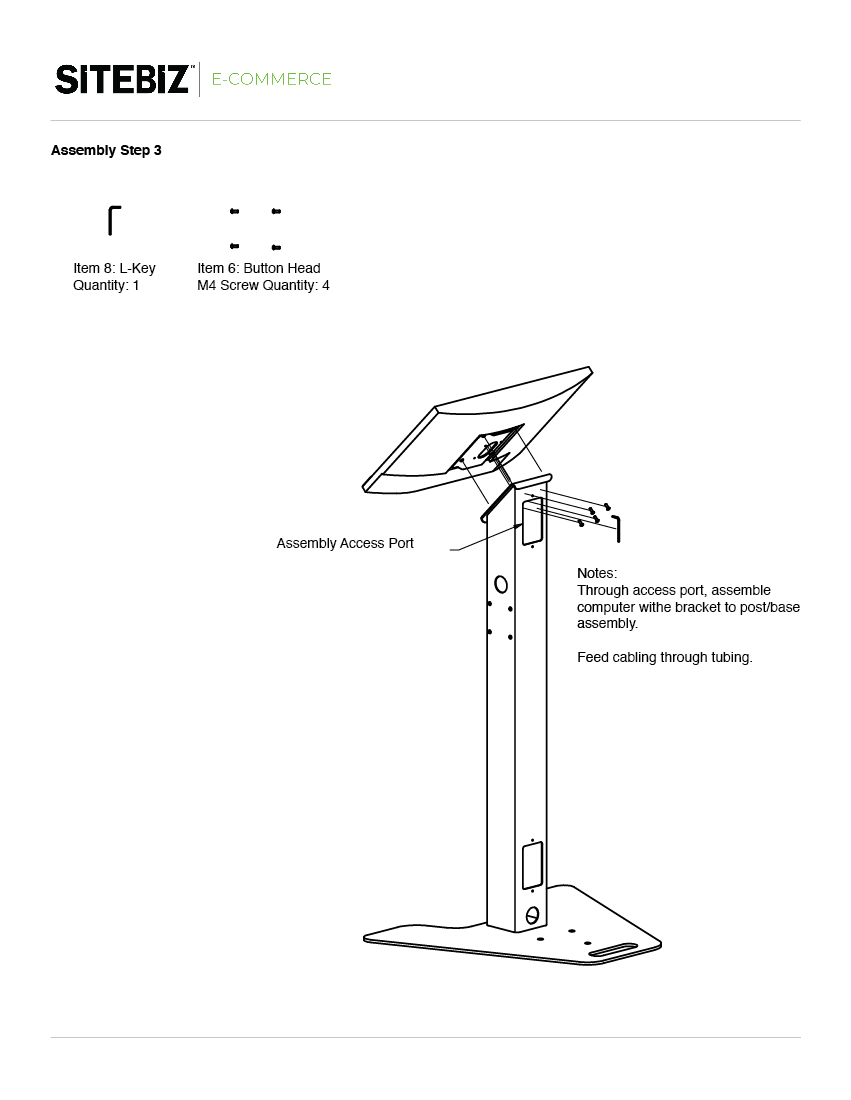 Retail kiosk hardware assembly instruction