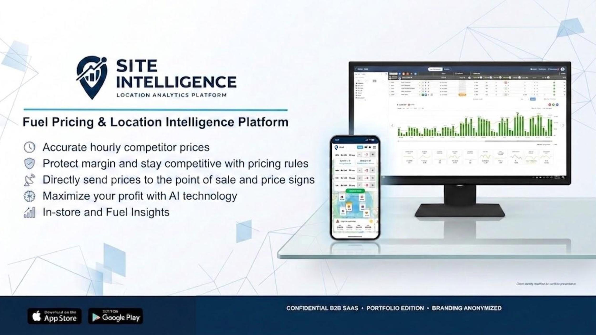 Fuel pricing and location intelligence desktop and mobile platform